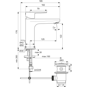 Ideal Standard BC699XG Robinet de lavoar Cerafine O Grande cu buton de tragere inaltime 122mm - Img 7