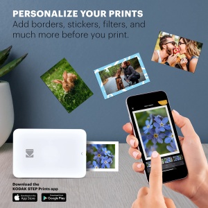 Imprimanta foto pentru smartphone instantanee KODAK Step Slim - Imprimanta foto mobila portabila color subtire - Fotografii adezive de zinc 2x3" - Imprimati dispozitive iOS si Android prin Bluetooth cu aplicatia Fun - Alb - Img 4