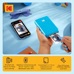 Imprimanta foto portabila KODAK Step - Bluetooth, 2x3 inch, albastra - Img 2