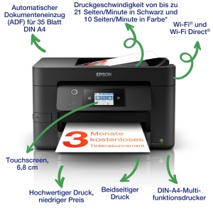 Imprimanta multifunctionala Epson Workforce Pro WF-3820DWF, A4, Wi-Fi, Duplex - Img 2