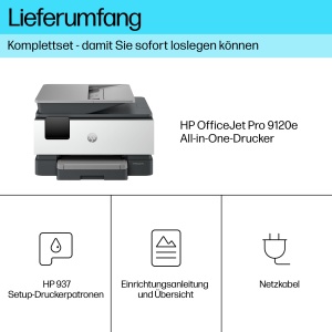 Imprimanta multifunctionala HP OfficeJet Pro 9120e, 3 luni de imprimare gratuita cu cerneala instantanee HP inclusa, HP+, imprimanta, scaner, copiator, fax, Wi-Fi, LAN, duplex, Airprint, gri-alb - Img 4