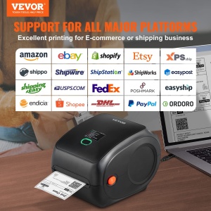 Imprimanta termica VEVOR Bluetooth, 300 DPI, viteza 150 mms, suport WindowsMacLinux - Img 2