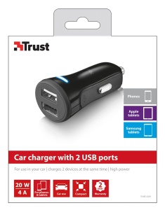 Incarcator auto Trust cu 2 USB, 20W, negru - Img 5