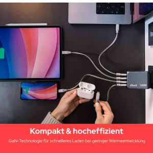 Incarcator GaN Verbatim GNC-100, 100W, 4 porturi USB-C, adaptor de putere - Img 4