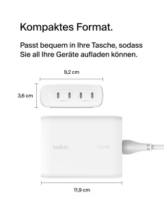 Incarcator rapid Belkin BoostCharge Pro 200W cu 4 porturi USB-C, cablu 1.5m - Img 7