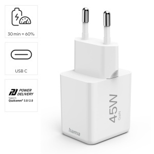 Incarcator rapid Hama, 45W, USB-C, mini format alb - Img 2