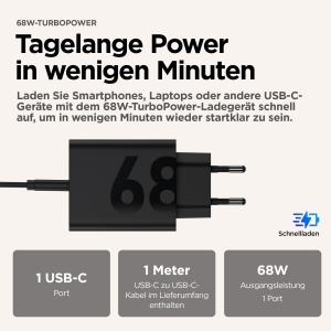Incarcator rapid Motorola 68W TurboPower USB-C, negru, compact - Img 3