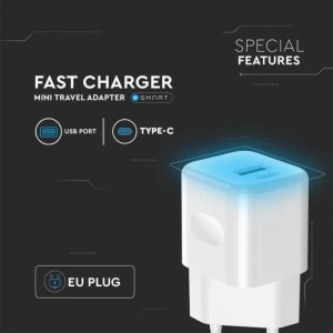 Incarcator rapid V-TAC 20 W USB-C, mini, dual USB pentru iPhone si Samsung - Img 6