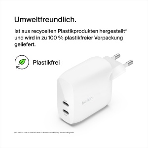 Incarcator USB-C Belkin BoostCharge 60W cu 2 porturi, alb - Img 5