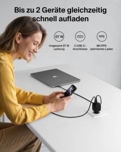 Incarcator USB-C Belkin BoostCharge Pro 67W cu 2 porturi, GaN - Img 2