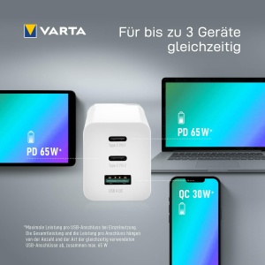 Incarcator VARTA High Speed 65W, 3 porturi USB, compact si usor - Img 3