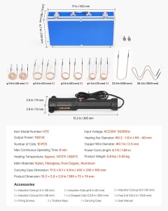 Inductor Electromagnetic VEVOR H7C, 1100 W, Set cu 10 Spule - Img 7