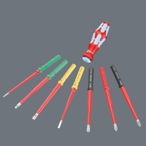 Instrumente de lucru Wera Kraftform Kompakt VDE Stainless 17 extra slim, 2 manere, 6 lame din otel inoxidabil - Img 5