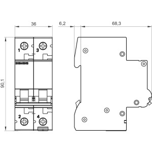 Intrerupator de circuit Siemens 5SL6, 2 poli, 20A, 400V AC, capacitate de intrerupere 6 kA - Img 4