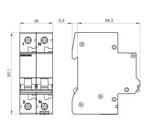Intrerupator de suprasarcina Siemens 5SL6, 1-polig, 13A, 230V AC, 6 kA - Img 4
