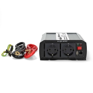 Inversor de tensiune Nedis 1000W, 2000W varf, USB, 12V DC, Aluminiu - Img 1