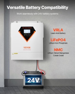 Invertor solar hibrid VEVOR EM3500-24L 3500W 24V MPPT 100A sinus pur - Img 5