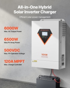 Invertor solar hibrid VEVOR EM6200-48L 6kW MPPT 120A 48V DC la 220230V AC - Img 2