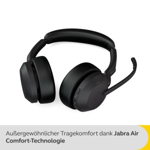 Jabra Evolve2 55 - Casti stereo fara fir cu statie de incarcare Air Comfort - Microfoane cu anulare a zgomotului si ANC - Certificat MS Teams, compatibil cu alte platforme - Negru - Img 3