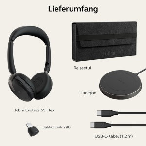 Jabra Evolve2 65 Flex - Casti Bluetooth stereo fara fir cu tehnologie Jabra ClearVoice Noise Cancelling si ANC hibrid - Certificat pentru MS Teams - Negru - Img 9