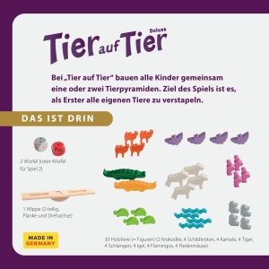 Joc de echilibru HABA Tier auf Tier Deluxe 30 animale colorate din lemn - Img 6
