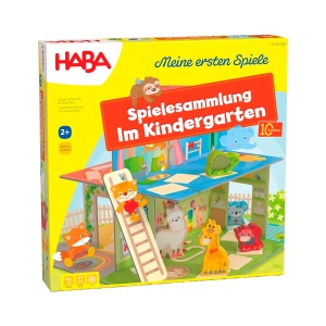 Joc de societate HABA - 10 idei de jocuri, 3D cu figurine din lemn, pentru copii de la 2 ani