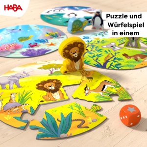 Joc de societate HABA Wo Leben Lowe Co. 4 piese puzzle si 4 figurine din lemn - Img 3