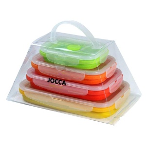 JOCCA 4463 Borcane de depozitare pliabile (4 buc), silicon, colorate, 5 cm - Img 4