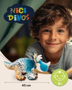 Jucarie de plus NICI Dino Cerastupsy 40cm material reciclat design colorat - Img 2