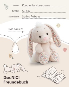 Jucarie de plus NICI Hase 50cm - bej, cu detalii florale - Img 7