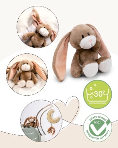 Jucarie de plus NICI Hase Lopino 20cm, culoare maro-alb, in cutie cadou - Img 3