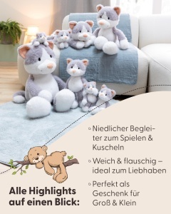 Jucarie de plus NICI Kuscheltier Katze Felli 30cm - gri, moale, ideal pentru cadou - Img 5