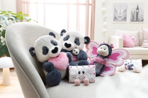Jucarie de plus NICI Love Panda 20cm - negru, moale, cu inima roz - Img 5