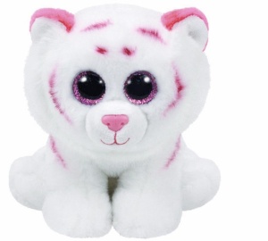 Jucarie de plus Tabor Tiger roz alb 33 cm, Beanie Classic, cu ochi stralucitori - Img 3