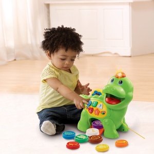 Jucarie Educativa VTech Baby Futter Mich Dino Dinosaur Interactiv cu 8 Fise Colorate - Img 3