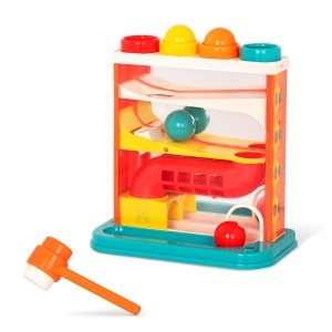 Jucarie interactiva cu bile si ciocan B. toys Whacky Ball, multicolor, pentru copii 12 luni