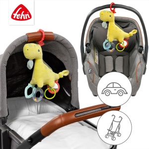 Jucarie interactiva Fehn Activity Dino 051162 pentru bebelusi cu inel de prindere 27 cm - Img 5