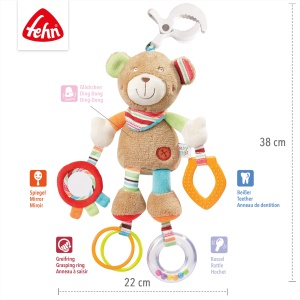 Jucarie interactiva Fehn Teddy Oskar 30 cm cu inel gingival si sunete pentru bebelusi 0 luni - Img 5