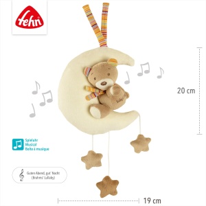 Jucarie muzicala Fehn Teddy in Luna 20 cm melodie Brahms Wiegenlied lavabila - Img 2