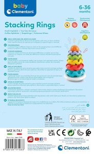 Jucarie pentru bebelusi Clementoni Bunte Stapelringe - 5 inele colorate din plastic reciclat - Img 4