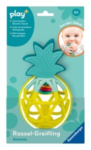 Jucarie pentru bebelusi Ravensburger 4869 Rassel-Greifling Ananas, Silicon, Multicolor - Img 6
