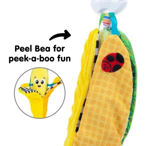 Jucarie senzoriala pentru bebelusi Lamaze Bea the Banana 0-24 luni galben cu sunete si texturi multiple - Img 5