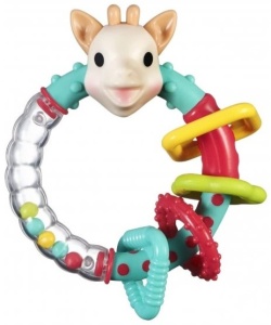 Jucarie zornaitoare si inel gingival Sophie la Girafe, multicolor, 4 forme geometrice