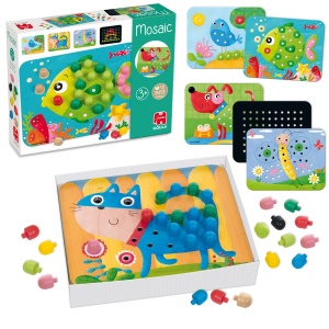 Jumbo Games GOULA Mosaic - Joc colorat cu cuie din lemn pentru copii cu varsta de 3 ani si mai mari - Img 2