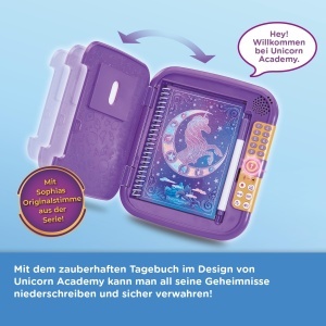 Jurnal Magic VTech Unicorn Academy cu 5 Moduri de Joaca, Personalizabil, pentru Copii 5-12 Ani - Img 2