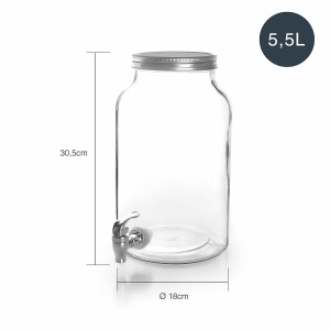 Karaffa din sticla Lacor 61951, capacitate 5.5 l, cu robinet integrat - Img 2