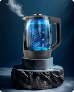 Kettle Berdsen cu temperatura reglabila, 1.7L, 1850-2200W, sticla borosilicata, gri - Img 2