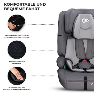 Kinderkraft SAFETY FIX 2 I-SIZE 76-150 cm Scaun pentru copii 9-36 kg, scaune auto pentru copii cu isofix, reglare tetiera, sisteme speciale de siguranta, centuri in 5 puncte, set insertie, gri - Img 10