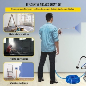 Kit Accesorii Pompa Vopsit Airless VEVOR, Furtun Inaltă Presiune 15m (3600 PSI), Pistol de Vopsit, Extensie 20cm, Duză 517 și Protecție Duză, Conexiune 1/4" - Img 5
