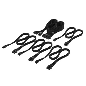 Kit de cabluri Corsair Elite Premium Type 4, 24-pini, negru, cu umplutura Paracord